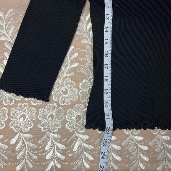 Y2K Black Ruffled Women's Rib Knit Top -Size S -TP29 - Picture 8 of 8